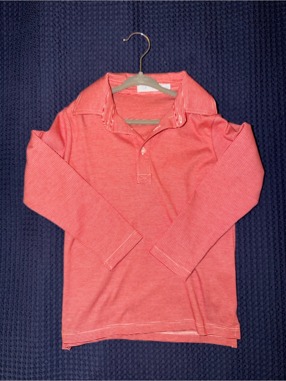Kids Long-Sleeve Polo Top - Red Stripe